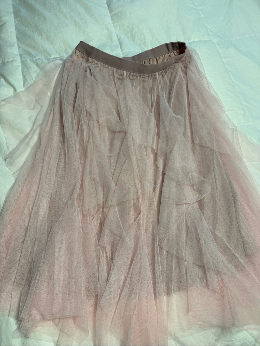 Women's Pink Layered Tulle Midi Skirt